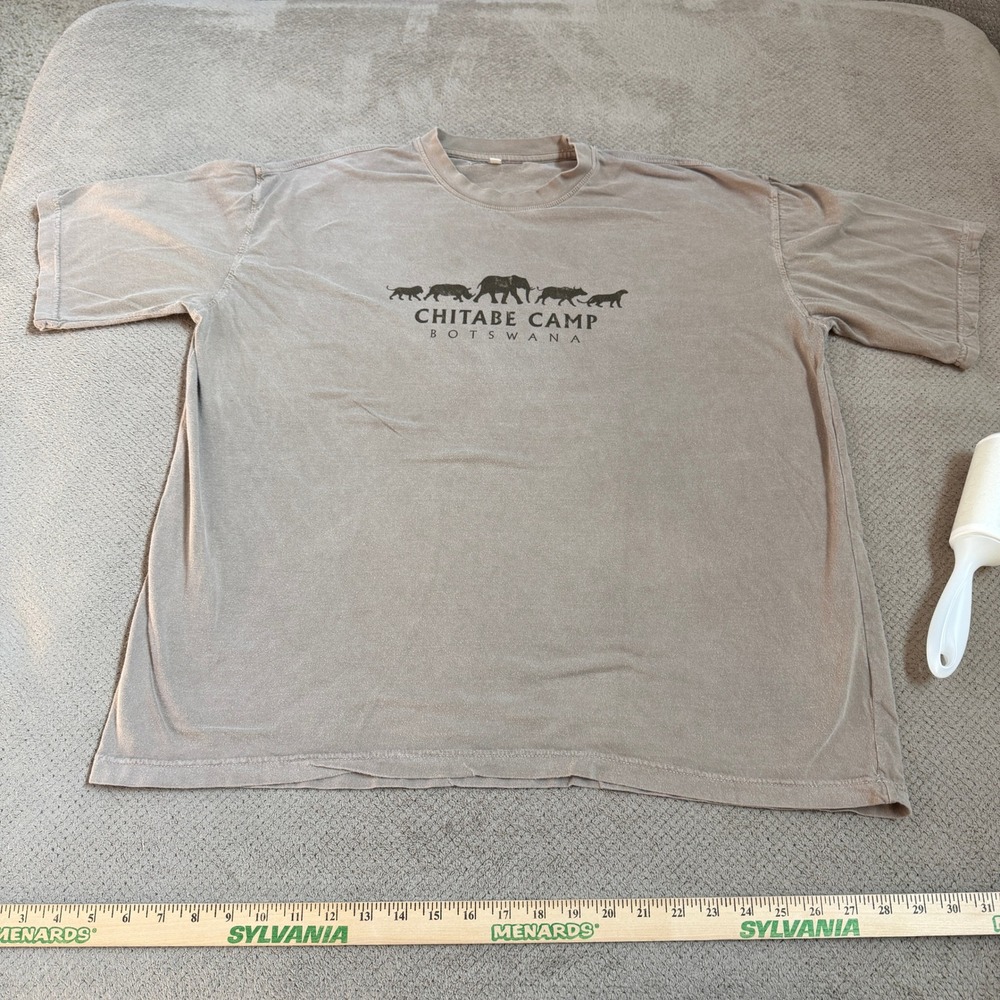 Vintage 1990s African Nature Chitabe Camp Botswana Graphic T-Shirt Khaki Tan L